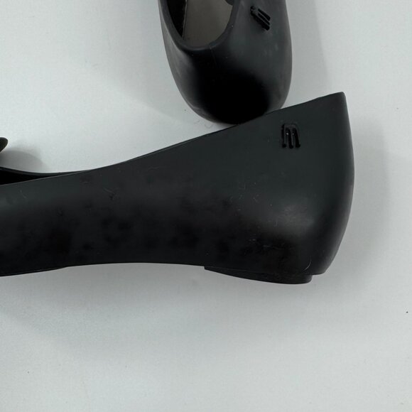 Melissa Mickey & Minnie Mouse Black Peep Toe Flats - Womens Size 5 - Picture 9 of 10